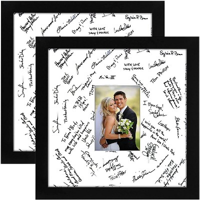 Americanflat 14x14 Black Wedding Signature Picture Frame Displays 5x7 Photo with Polished Glass (2 Pack)