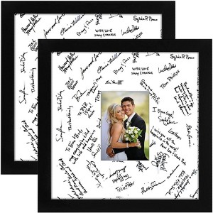 Americanflat 14x14 Black Wedding Signature Picture Frame Displays 5x7 Photo with Polished Glass (2 Pack) - 1 of 4