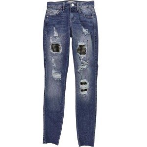 GUESS Womens Ripped Embellished Skinny Fit Jeans - 1 of 3