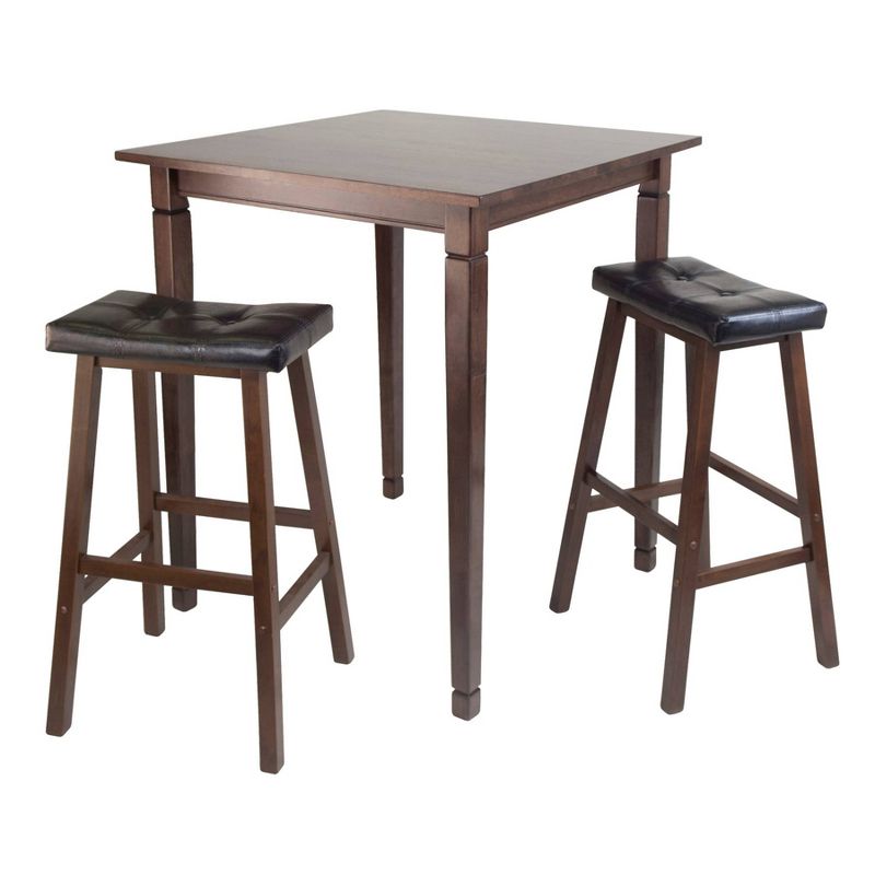 3pc Kingsgate Counter Height Dining Set with Cushion Seat Wood/Walnut/Black - Winsome, 1 of 5