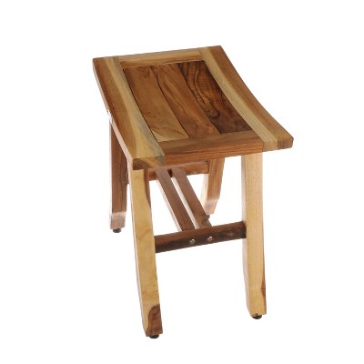 20" Teak Wood Adjustable Shower Bench with Safety Features