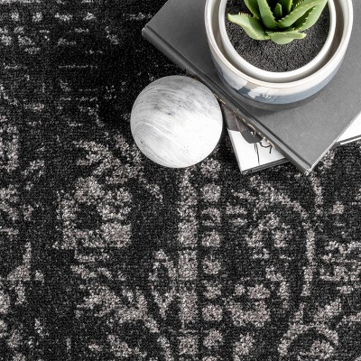 Arlena Black 4' x 6' Synthetic Stain-Resistant Area Rug