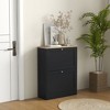 HOMCOM Slim Shoe Cabinet for Entryway, Modern Hidden Shoe Storage Cabinet with 2 Flip Drawers and Adjustable Shelves for 12 Pairs of Shoes, Black - 3 of 4
