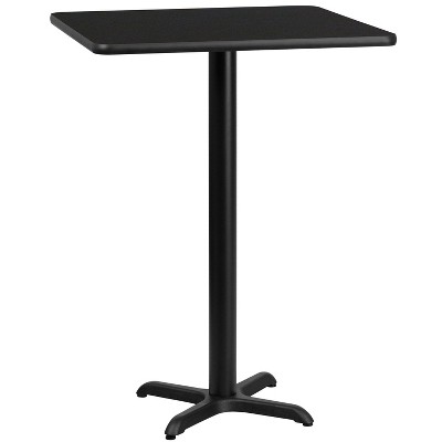 Black Laminate Square Bar Height Table with Metal Base