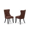 East West Furniture DAP2F23 Dallas Parson Kitchen Chairs - Button Tufted Nailhead Trim Beige Red faux Leather  Dining Chairs, Set of 2, linen white - 2 of 4