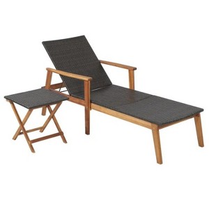 2 Pieces Patio Chaise Lounge and Table Set with 4-Level Adjustable Backrest - 1 of 4