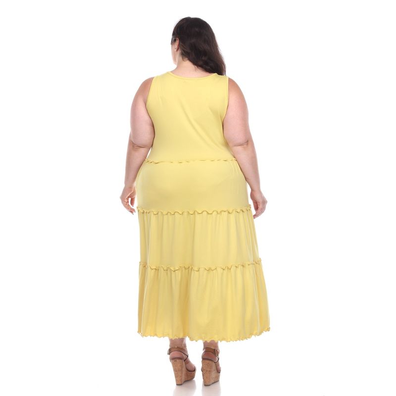 Women's Plus Size Scoop Neck Tiered Midi Dress - White Mark, 4 of 6