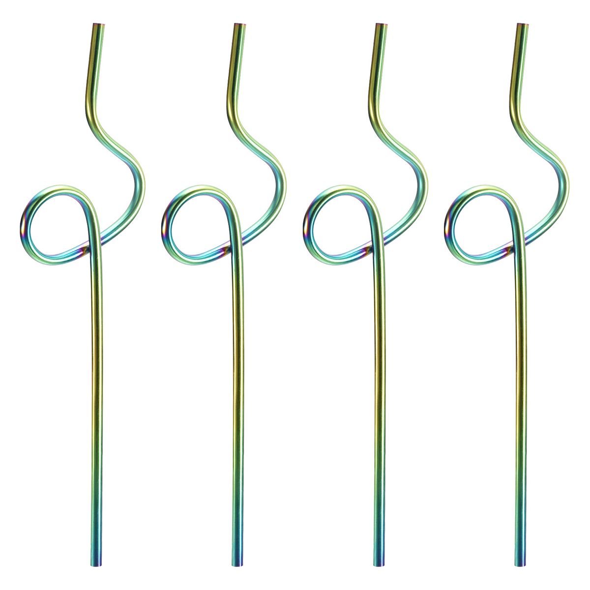 Unique Bargains 304 Stainless Steel Durable Curly Shaped Design Reusable Drinking Straw 4 Pcs - thumbnail 10