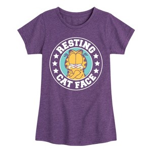 Girls' - Garfield - Resting Cat Face Fitted Short Sleeve Graphic T-Shirt - 1 of 4