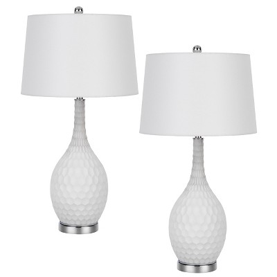 Cal Lighting Pori 150W 3 Way Glass Table lamp with Taper Drum Fabric Shade. Priced and Sold a Pairs.