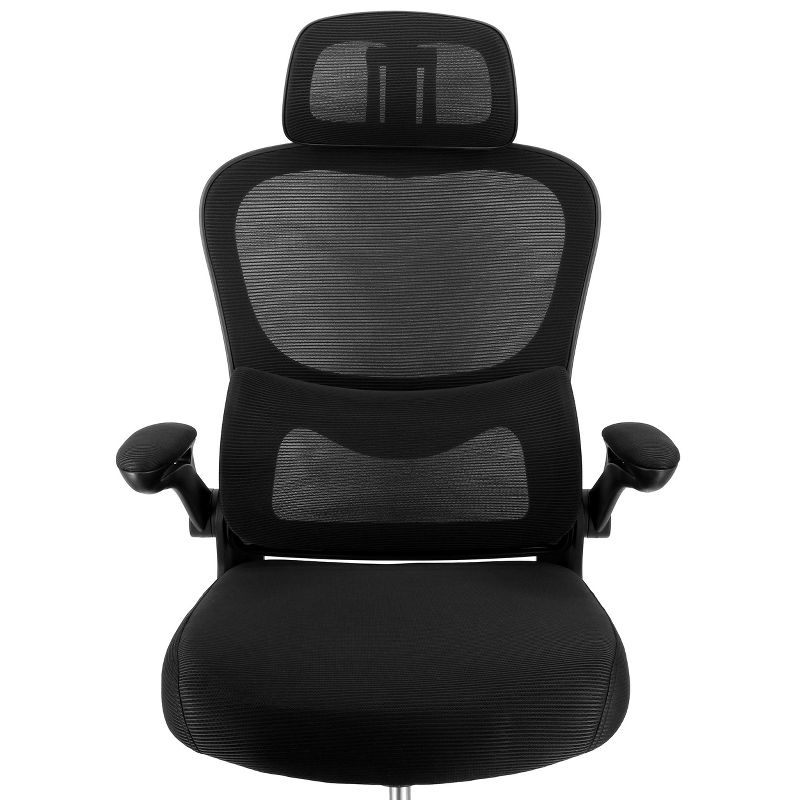 Elama High Back Adjustable Mesh and Fabric Office Chair with Metal Base and Adjustable Head Rest, 4 of 9