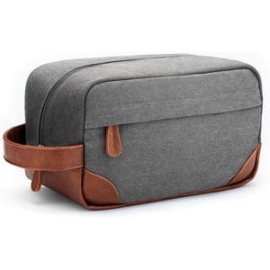 Hanging Toiletry Bag for Men, Navy Blue Water Resistant Canvas Dopp Kit with Large Capacity - 1 of 4