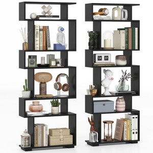 Tangkula 2PCS 6-tier Storage Bookshelf Tall Display Shelf w/ Anti-toppling Kits Kits - 1 of 4