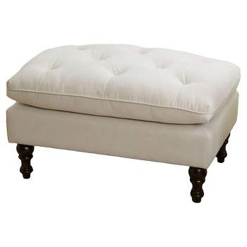 Jeremy Tufted Ottoman Crème Velvet - Christopher Knight Home