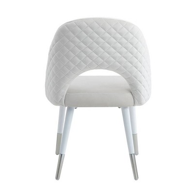 Zemirah White Velvet Upholstered Side Chair with Metal Legs