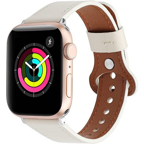 Vegan Leather Broad Square Checks Design Apple Watch Band for 38-40-41 mm White Grey