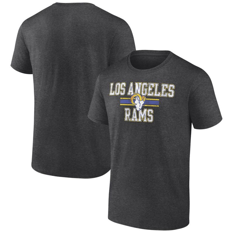 NFL Los Angeles Rams Men&#39;s Team Striping Gray Short Sleeve Bi-Blend T-Shirt, 1 of 4