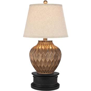 360 Lighting Buckhead Modern Table Lamp with Black Round Riser 26 1/4" High Warm Bronze Tapered Drum Shade for Bedroom Living Room Bedside Nightstand