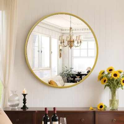Round Wall Mirror for Bathroom Over Sink, Vanity and Entryway Decor