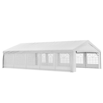 Heavy Duty Wedding Tent & Carport, Portable Garage with Removable Sidewalls, Large Outdoor Canopy with Windows for Event