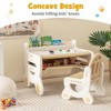Costway Kids Drawing Table & Chair Set for Reading Playing with Pens & Blackboard Eraser Blue/Brown - 4 of 4