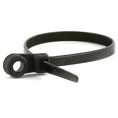 Monoprice 8-inch Mountable Head Cable Tie, 100pcs/Pack, 40 lbs Max Weight - Black