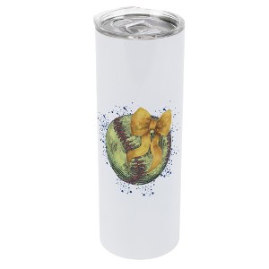 Elanze Designs 20 Ounce Stainless Steel On the Go Travel Tumbler With Push Top Lid, Softball With Gold Bow - 1 of 1