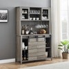 Garvee 70" Wine Coffee Bar Cabinet with Storage Hutch, Kitchen Pantry Liquor Cabinet with Sliding Barn Doors, Bottle Glasses Rack, Farmhouse Buffet - 4 of 4