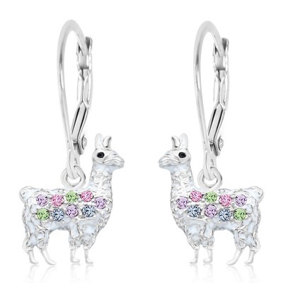 Chanteur Hypoallergenic Kids Jewelry Accessories Lama CZ White Gold Palladium Plating Earrings leverback is made from 925 Sterling silver