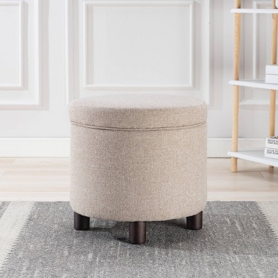 Round Storage Ottoman With Lift Off Lid Light Brown - Wovenbyrd : Target