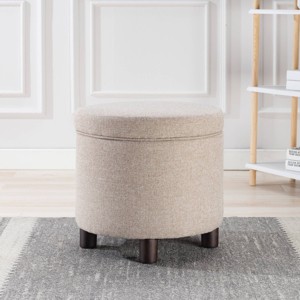 Round Storage Ottoman with Lift Off Lid - WOVENBYRD - 1 of 4