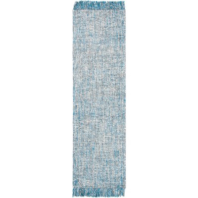 Handmade Blue and Gray Wool Runner Rug