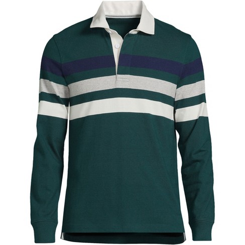 Lands' End Men's Long Sleeve Stripe Rugby Shirt - Medium - Placed Balsam  Rugby Stripe