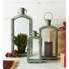 Distressed Metal Lantern Set 21 Inch Height Curved Top with Glass Panels By Melrose - 2 of 3