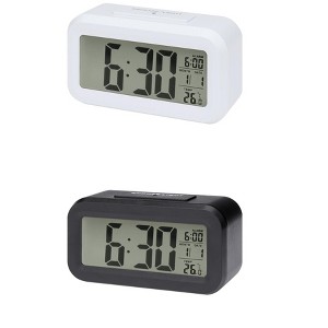 REGALWOVEN 2 Pcs Plastic Battery Powered Digital Temperature Alarm Clock 5.5 x 2.8 x 1.8 Inches - 1 of 4