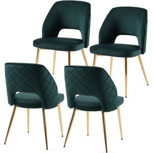 Modern Fabric Upholstered Dining Chairs Set of 4,Metal Leg Hollow Back Kitchen Dining Room Chair,Armless Padded Side Chair-Coolbibila - 1 of 4