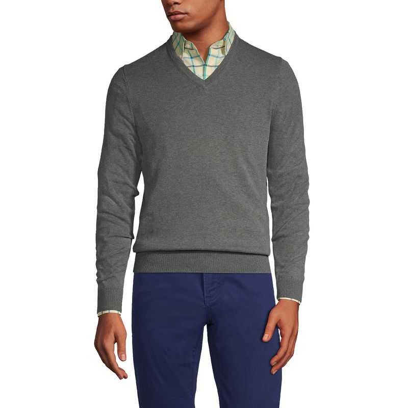 Lands' End Men's Classic Fit Fine Gauge Supima Cotton V-neck Sweater, 1 of 5