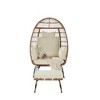 2-Piece Oversized Outdoor Rattan Wicker Egg Chair with Ottoman - 2 of 4