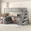 NicBex Twin Size Bunk Bed with Desk Loft Bed Bed Frame with 2 Shelves, 7 Drawers, Stair and Full Length Guardrails, No Box Spring Required - 2 of 4