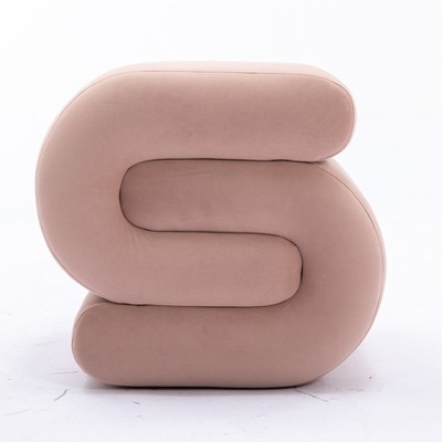 GDFStudio Mina Velvet S-Shape Upholstered Ottoman/Footstool