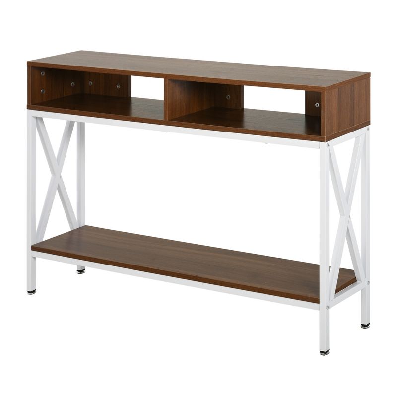 HOMCOM Industrial Style Entryway Console Table Desk with Shelf for Living Room, or Bedroom, 4 of 9
