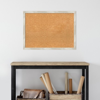 Natural Cork Board with Crackled Metallic Silver Frame
