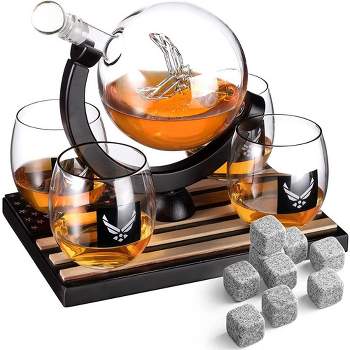 Deluxe Whiskey Decanter Set - 850 mL Globe Decanter and Glass Set with –  Homeries