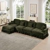 L-Shaped Sectional Sofa with Ottoman, 4-Seater Sofa with Removable Ruffle Skirt and Flared Arms, Chenille Sofa with Cushion-Coolbibila - 2 of 4