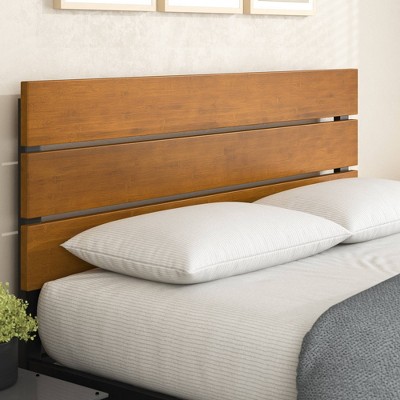 Queen Black Metal and Bamboo Platform Bed Frame with Slats