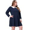 Agnes Orinda Women's Plus Size Long Sleeve Peter Pan Collar Elegant Formal Midi Flare A Line Dresses - 3 of 4
