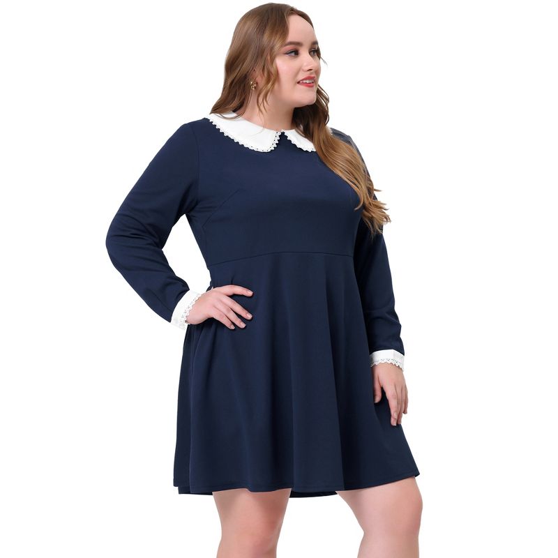 Agnes Orinda Women's Plus Size Relaxed Fit Peter Pan Collar Elegant Formal A Line Dresses, 3 of 7