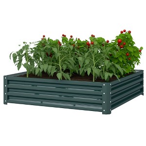 Aghana Digitals Green Galvanized Steel Raised Garden Bed 4'x4'x1' - Rust-Resistant Metal Planter - 1 of 4