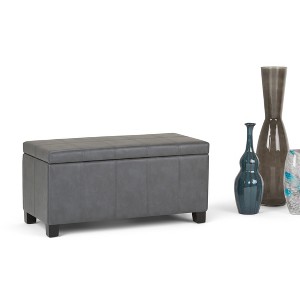 NicBex 35.6" Storage Bench Rectangle Faux Leather Storage Ottoman for Bedroom, Living Room, Gray - 1 of 4