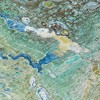 Teal Blue Lime Green And Green Abstract Washable Indoor Outdoor Area Rug - 4 of 4